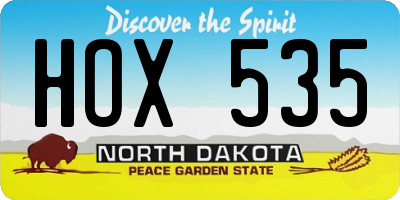 ND license plate HOX535