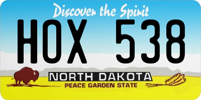 ND license plate HOX538