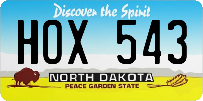 ND license plate HOX543