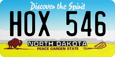 ND license plate HOX546