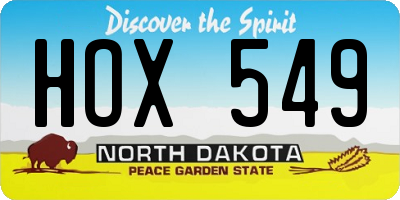 ND license plate HOX549