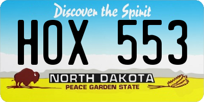 ND license plate HOX553