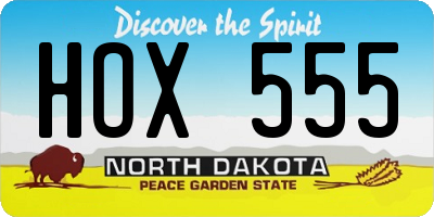 ND license plate HOX555