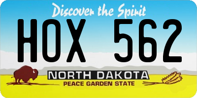ND license plate HOX562