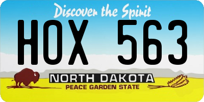 ND license plate HOX563