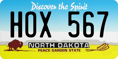 ND license plate HOX567