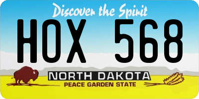 ND license plate HOX568