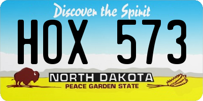 ND license plate HOX573