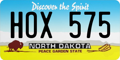 ND license plate HOX575