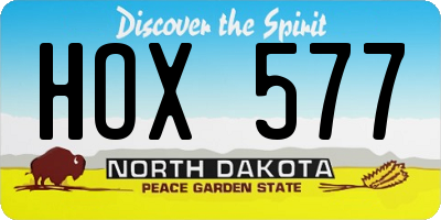 ND license plate HOX577