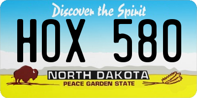 ND license plate HOX580