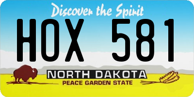 ND license plate HOX581