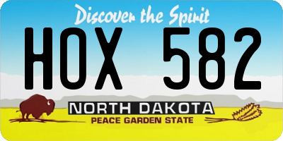 ND license plate HOX582