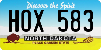 ND license plate HOX583