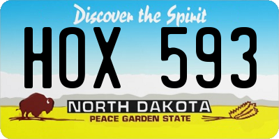 ND license plate HOX593