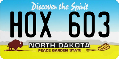 ND license plate HOX603