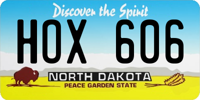 ND license plate HOX606