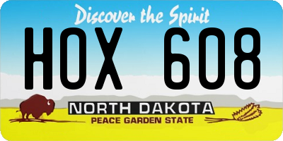 ND license plate HOX608