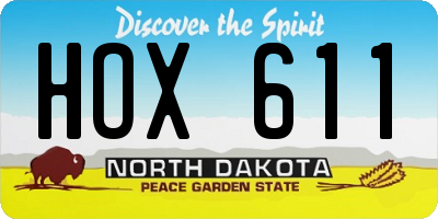 ND license plate HOX611