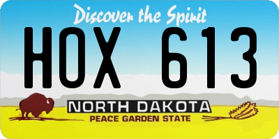 ND license plate HOX613