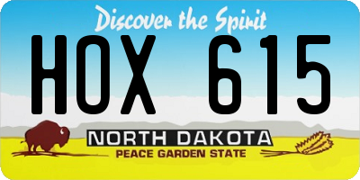 ND license plate HOX615