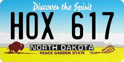 ND license plate HOX617