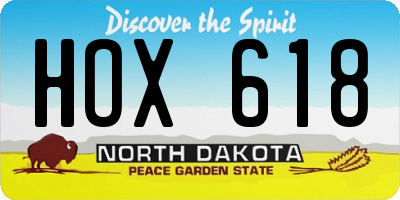 ND license plate HOX618