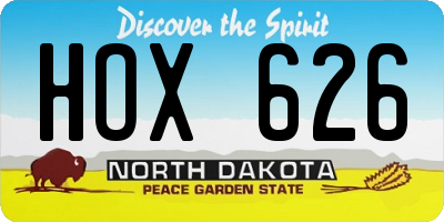 ND license plate HOX626