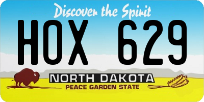 ND license plate HOX629