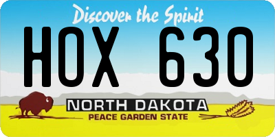 ND license plate HOX630