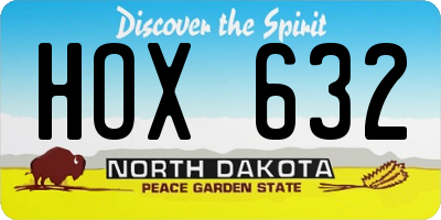 ND license plate HOX632
