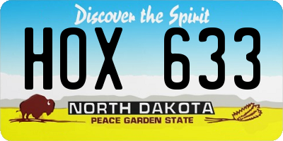 ND license plate HOX633