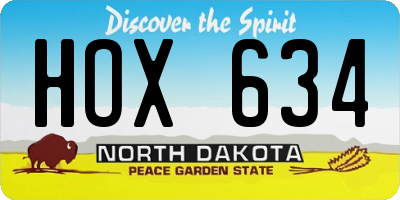 ND license plate HOX634