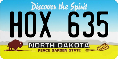 ND license plate HOX635
