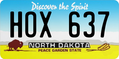 ND license plate HOX637