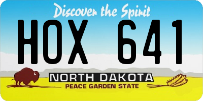 ND license plate HOX641