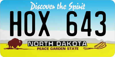 ND license plate HOX643