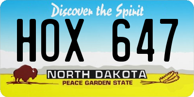 ND license plate HOX647
