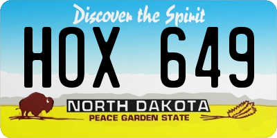 ND license plate HOX649