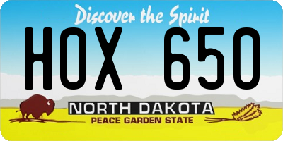 ND license plate HOX650