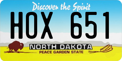 ND license plate HOX651