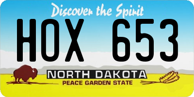 ND license plate HOX653