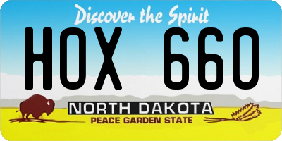 ND license plate HOX660