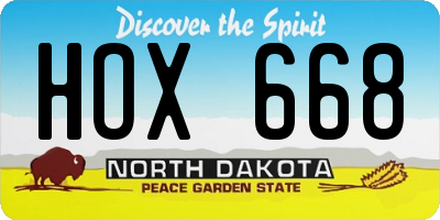 ND license plate HOX668