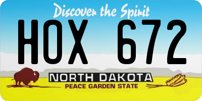 ND license plate HOX672
