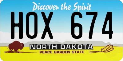 ND license plate HOX674