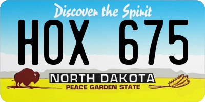 ND license plate HOX675