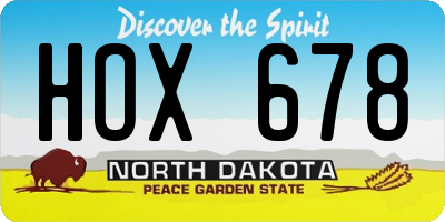 ND license plate HOX678