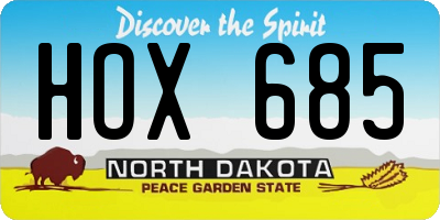 ND license plate HOX685