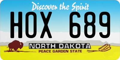 ND license plate HOX689